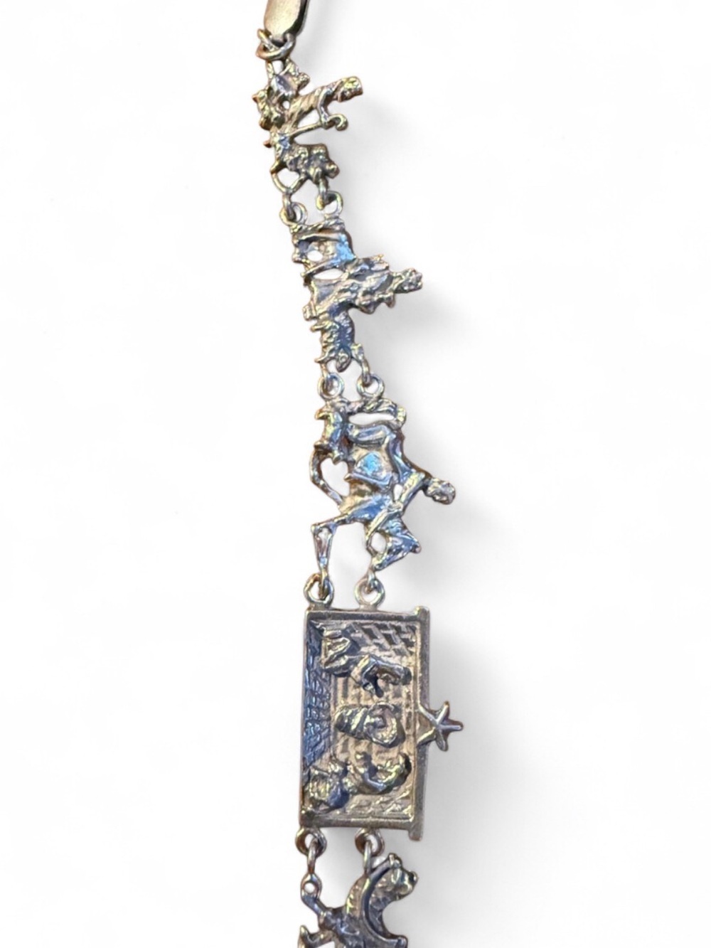 Vtg Sterling Silver 925 Nativity Scene Link Bracelet Mexican Native Signed